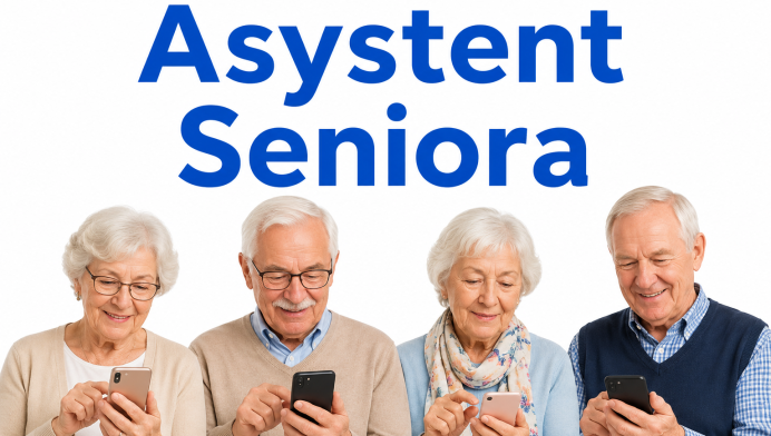 Ilustracja - seniorzy ze smartfonami